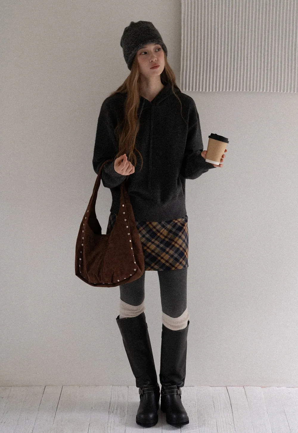 Women Basic Knit Hoodie Long Sleeve Pullover Sweater