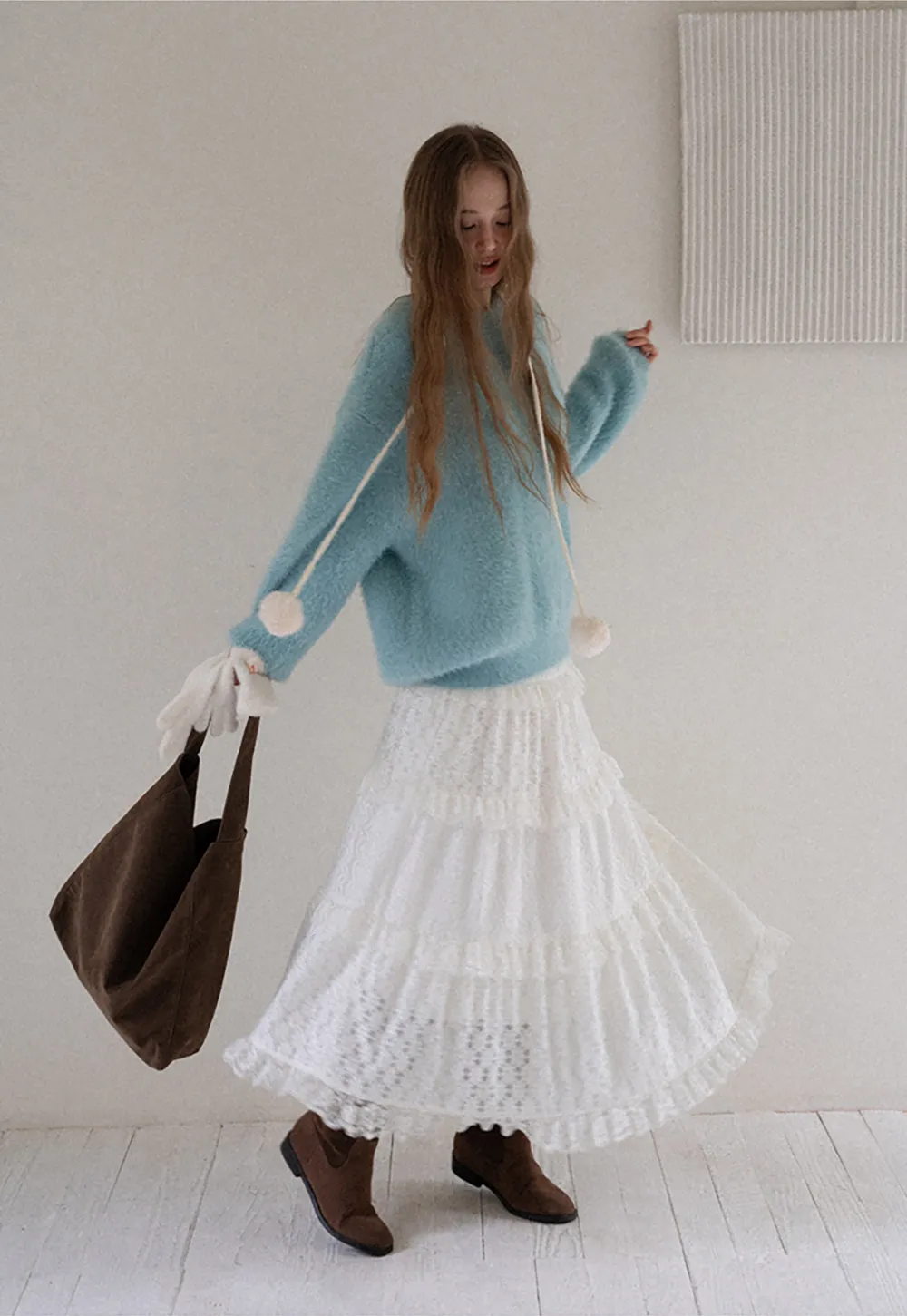 Tiered Lace Midi Skirt