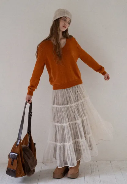 Womens Soft V Neck Knit Sweater