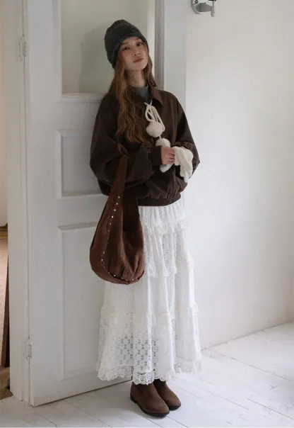 Women Zip Up Short Jacket Casual Long Sleeve Coat