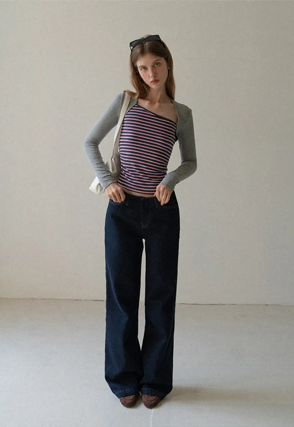 Striped Layered Shrug Top