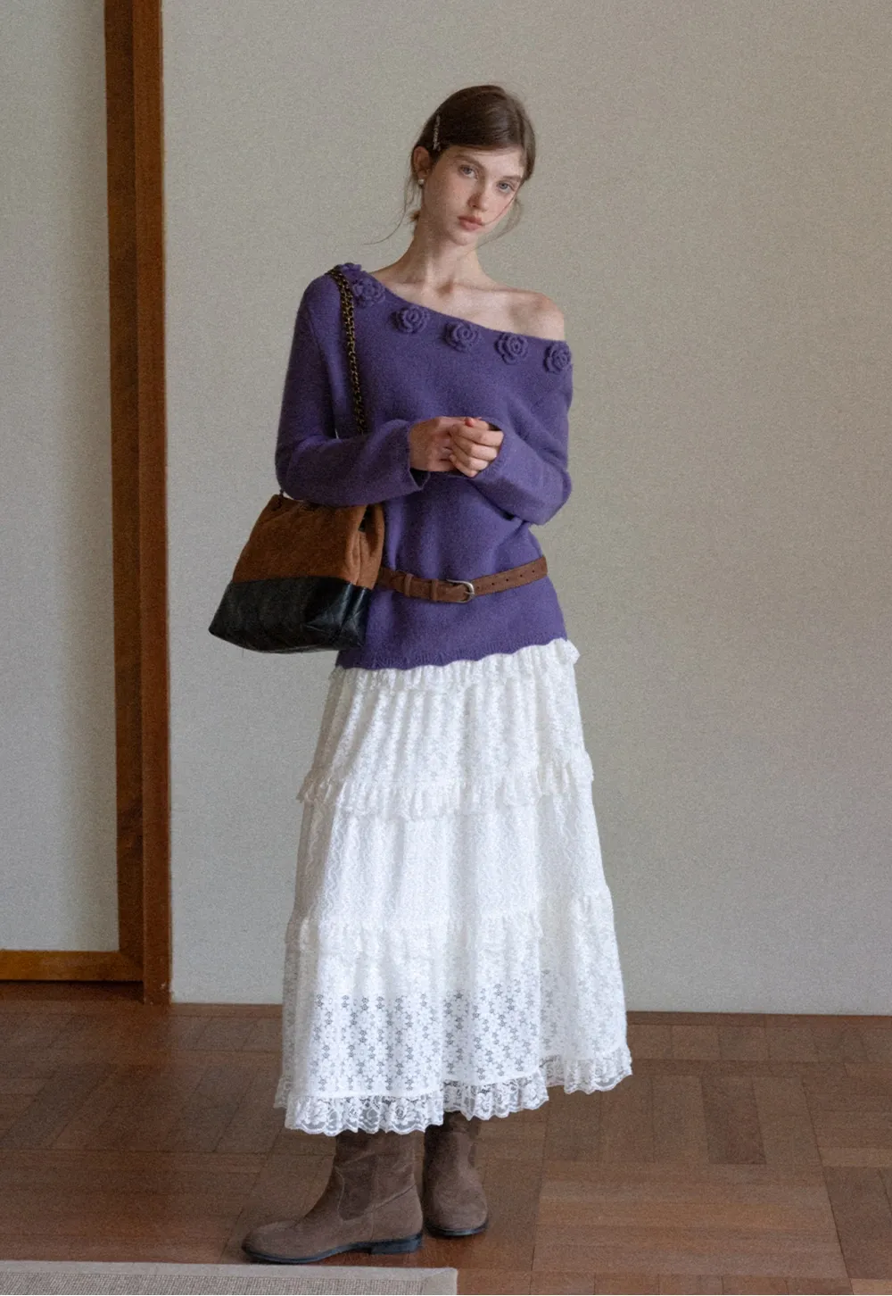 Women Off Shoulder Knit Sweater