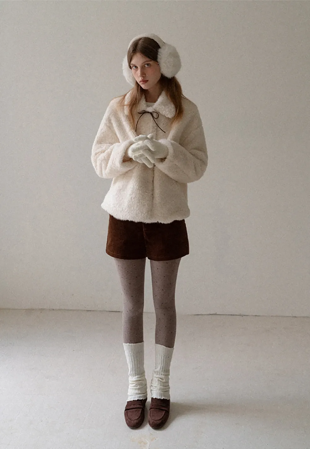 Womens Bow Tie Fleece Teddy Jacket