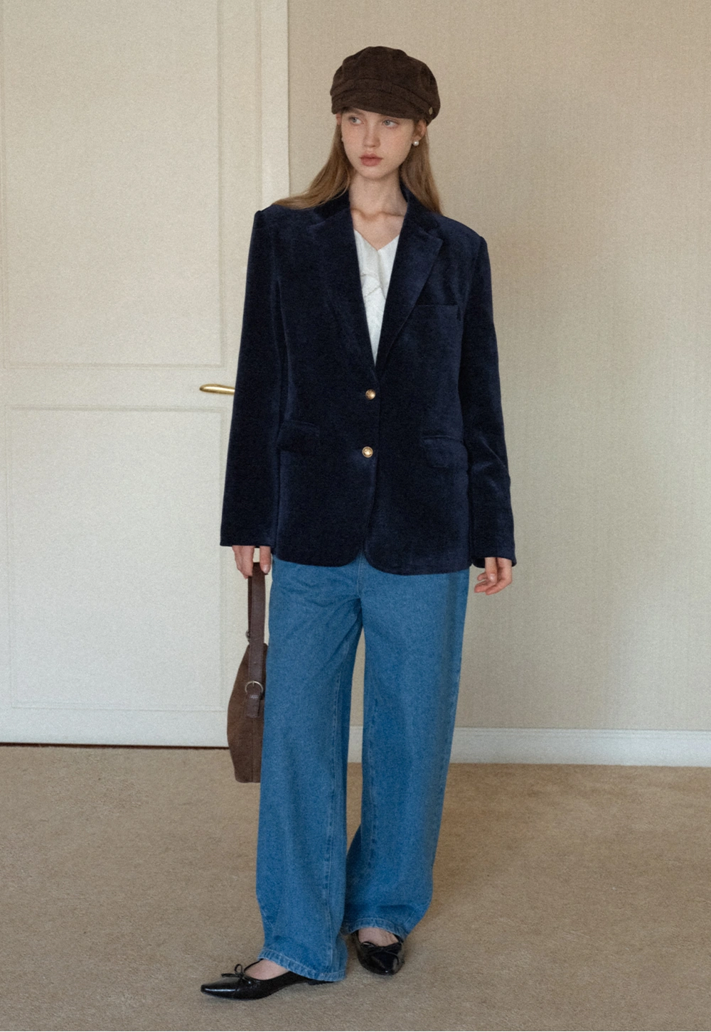 Vintage Blue Wide Leg Jeans Women Casual Style