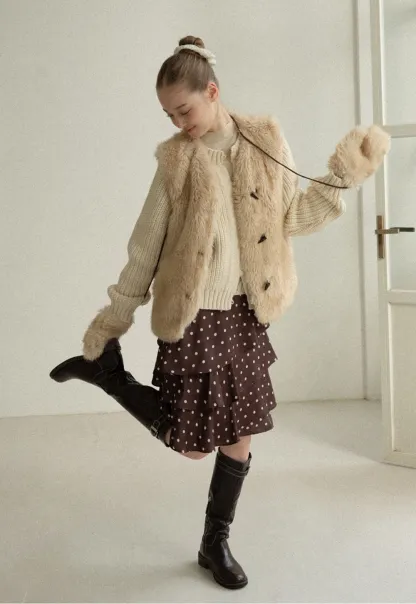 Soft Shearling Vest Women Warm Fuzzy Gilet