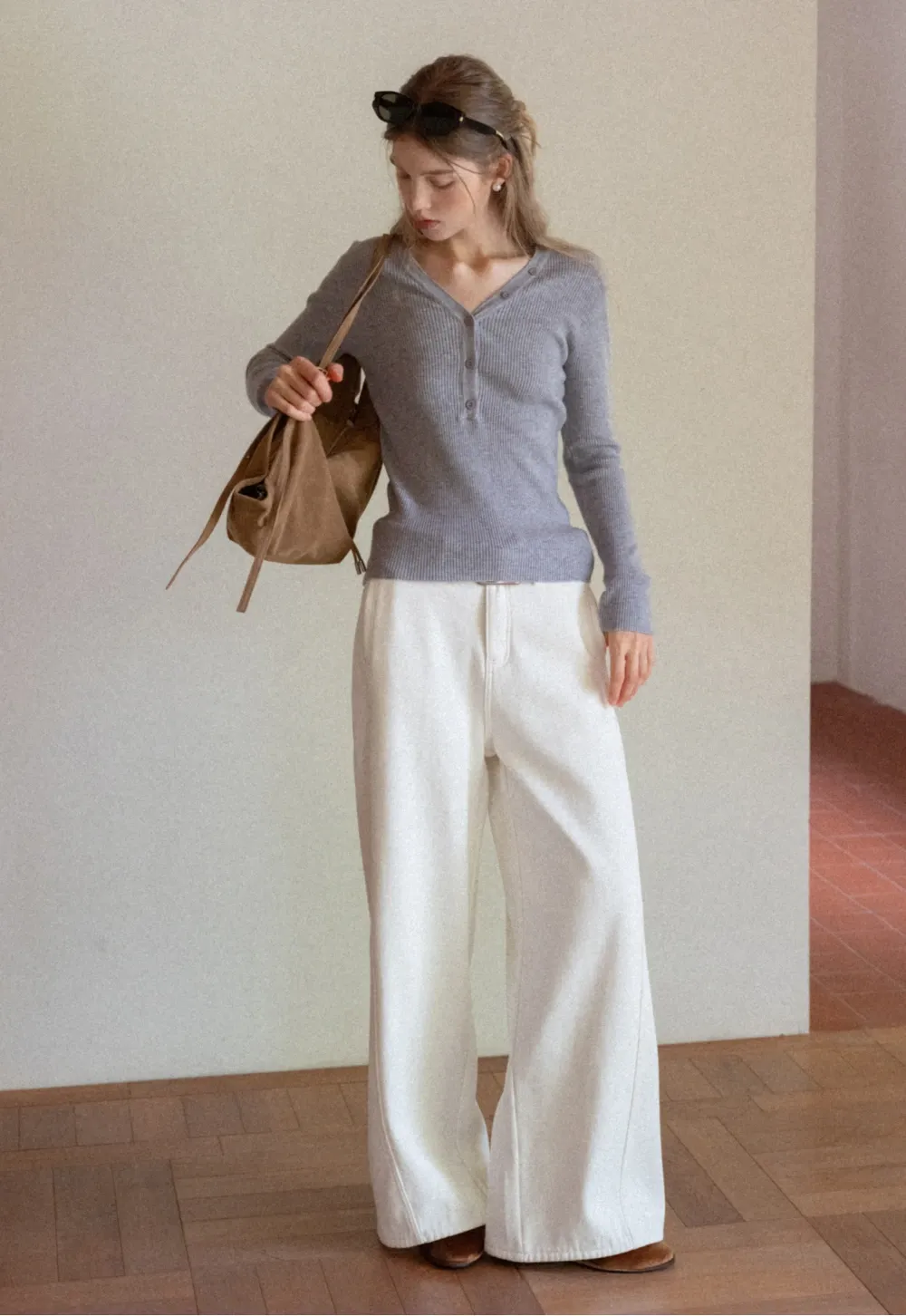 Womens High Waist Wide Leg Pants with Belt