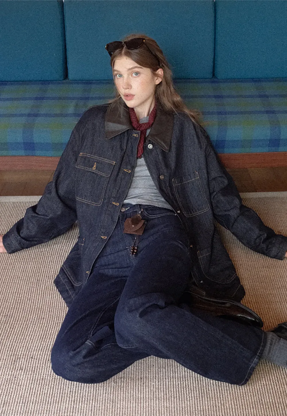 Denim Jacket with Contrast Collar