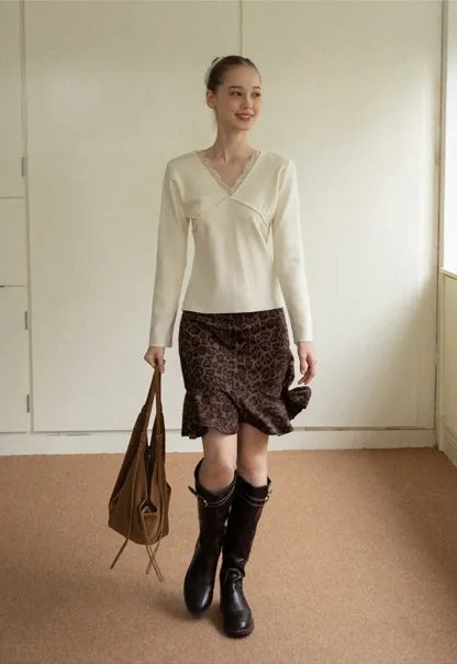 Leopard Print Flared Skirt