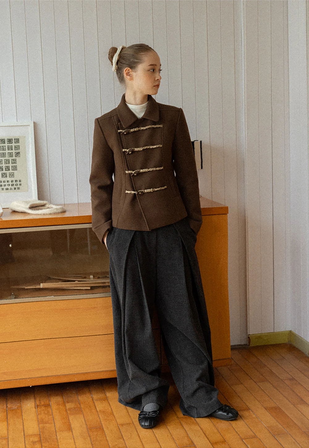 Women Wool-Blend Coat with Toggle Closure