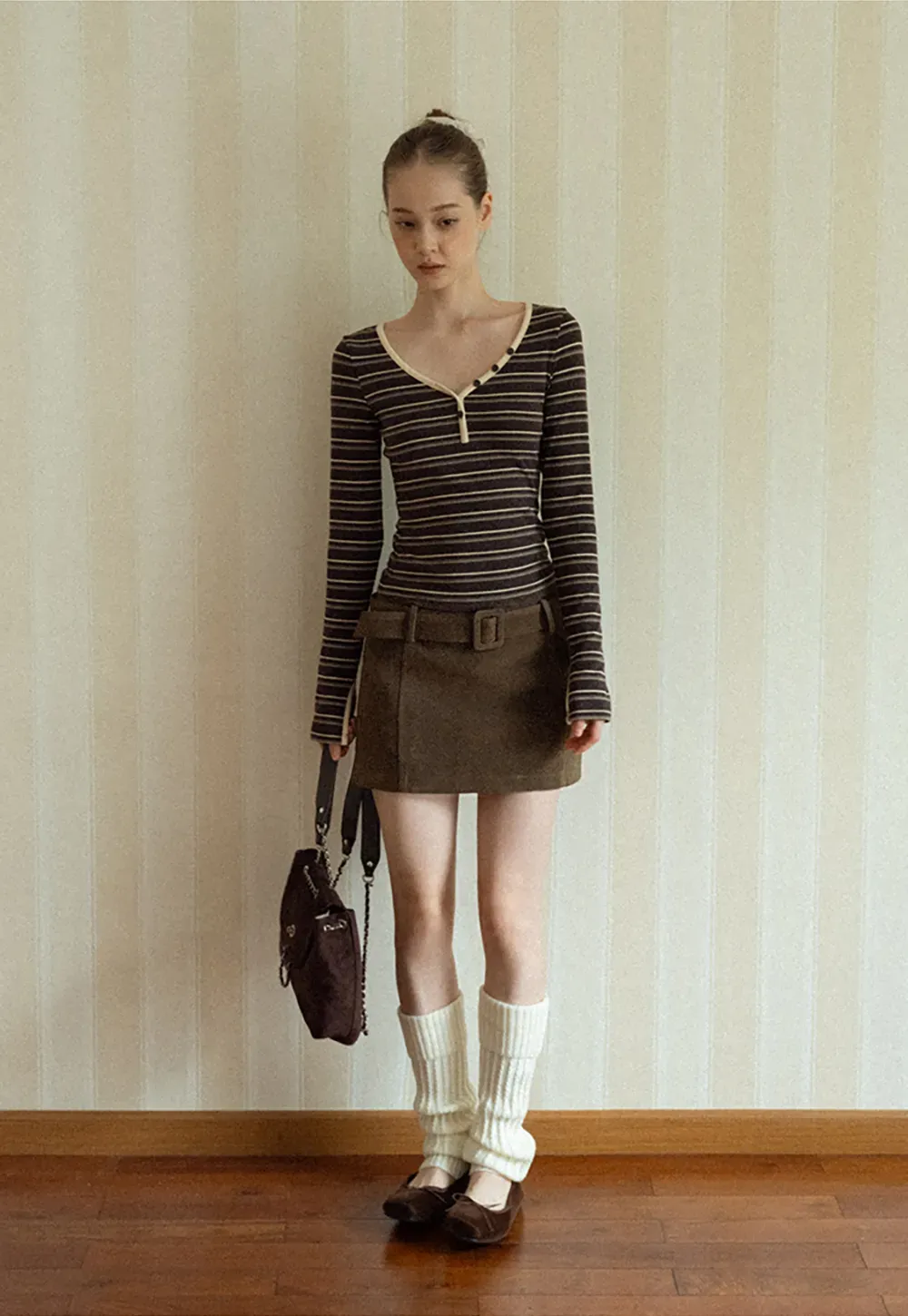 Suede Belted Mini Skirt