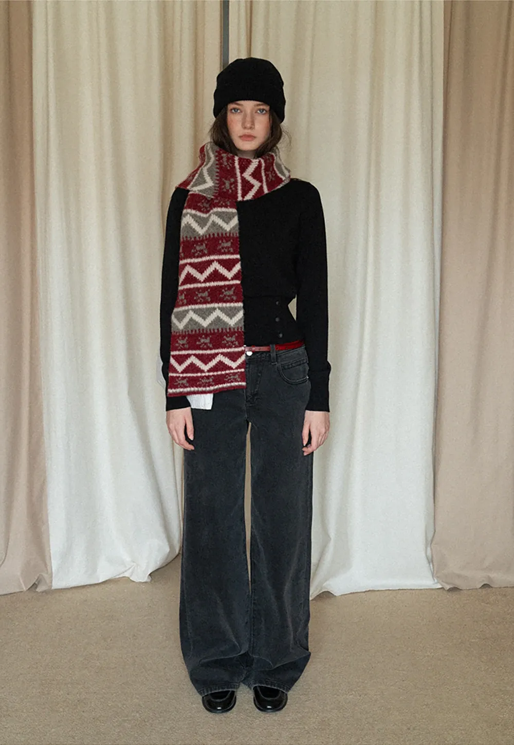 High-Waisted Black Wide-Leg Denim Jeans