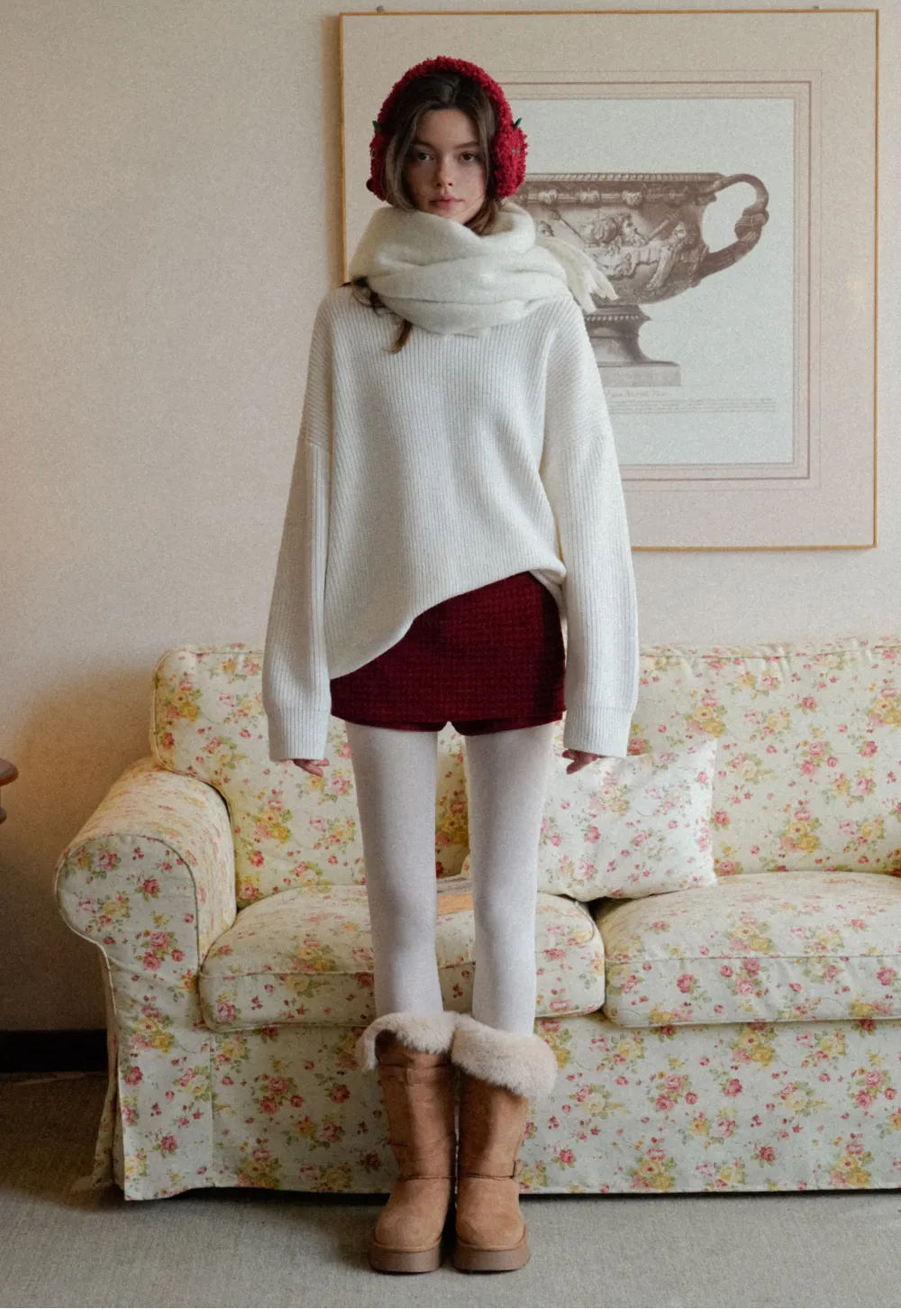 Ribbed V-Neck Knit Sweater