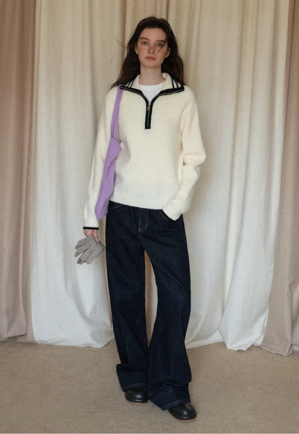 Classic Loose Fit Wide Leg Jeans for Women