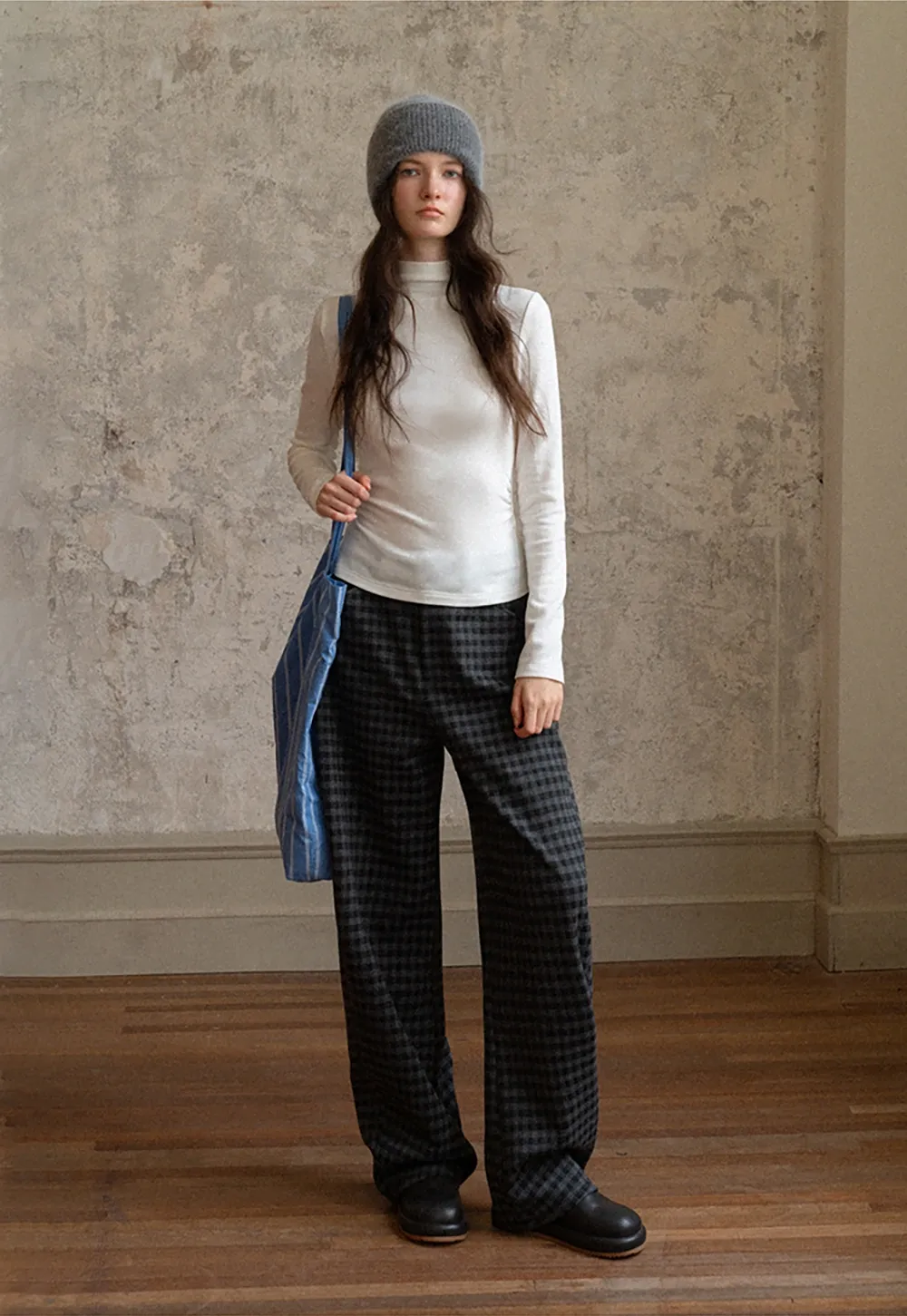 Plaid High-Waisted Wide Leg Pants for Women