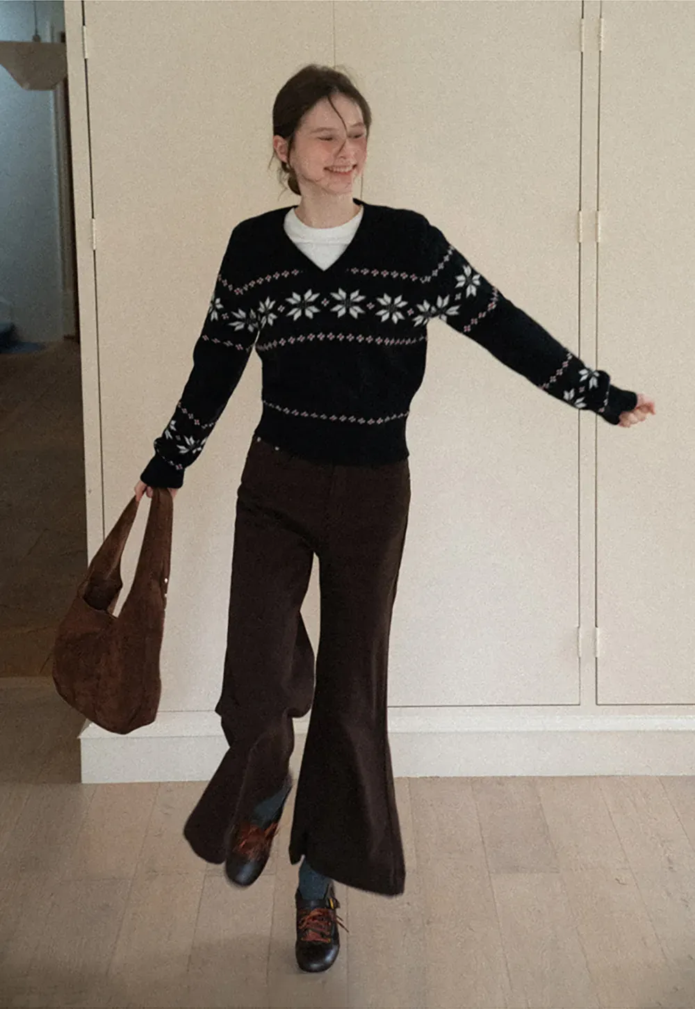 Fair Isle V-Neck Knit Sweater