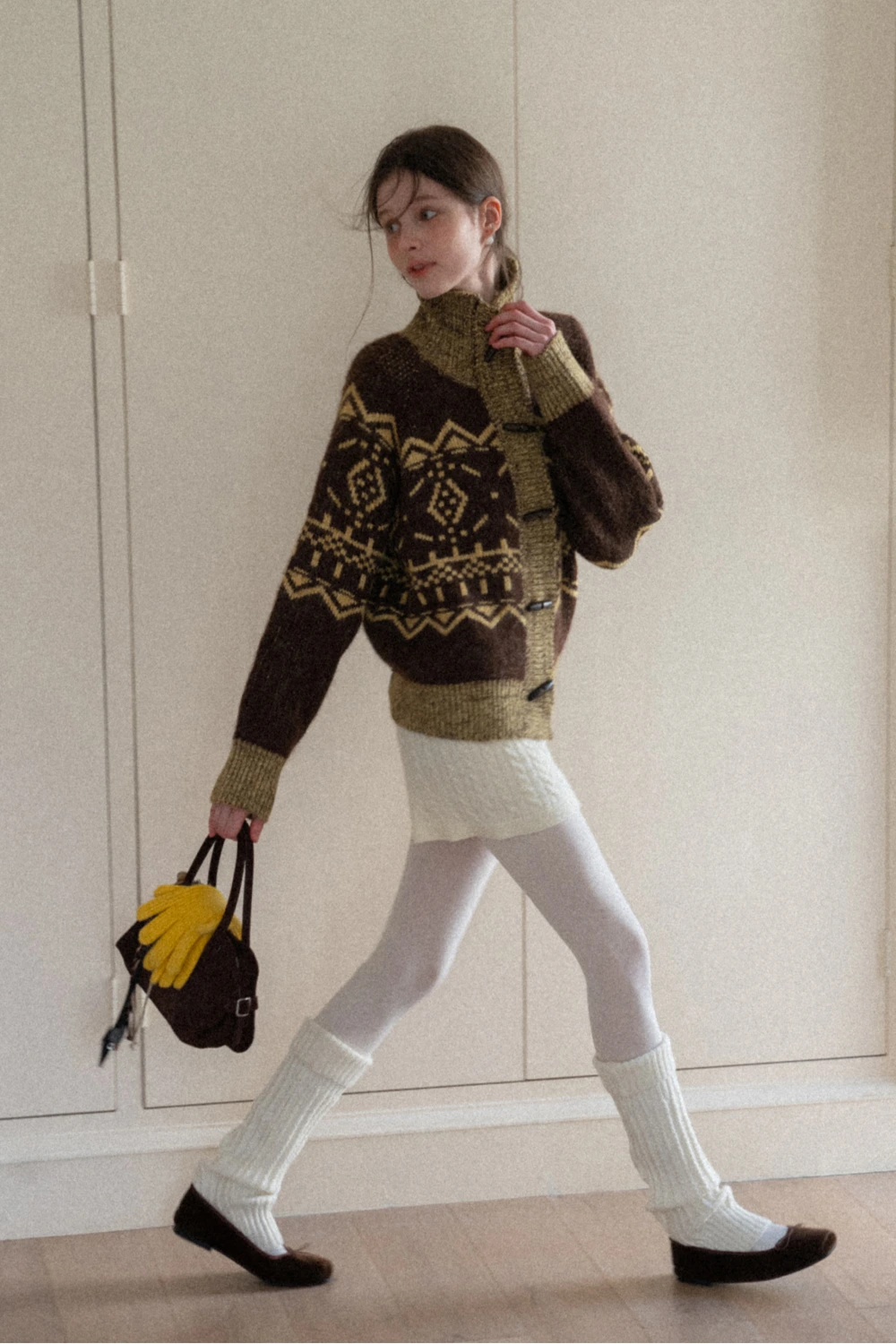 Vintage-Inspired Fair Isle Turtleneck Knit Sweater