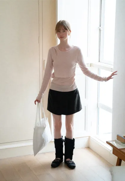 Asymmetrical Wrap Front High Waist Skirt