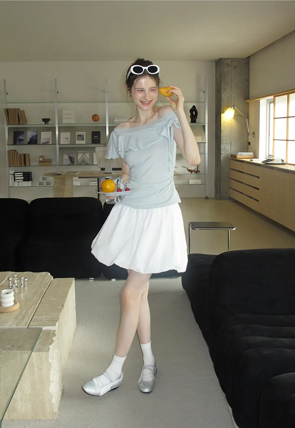 High Waist Bubble Mini Skirt