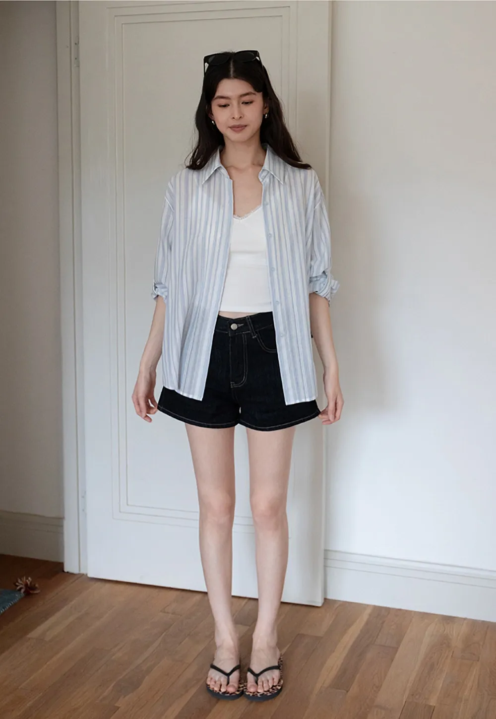 Breathable Cotton Striped Long Sleeve Shirt for Women