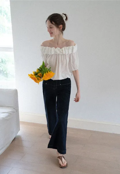 Ruffled Off-Shoulder Peasant Blouse