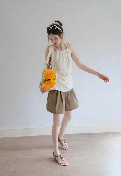 Women's Belted Pleat-Front Bermuda Shorts