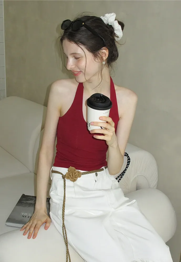 Women's Ribbed Halter Tank Top