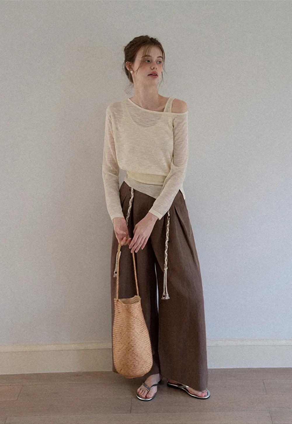 Women's Off-Shoulder Knit Top with Side Buttons