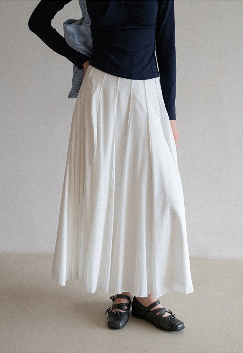 Women's High Waist Pleated Maxi Skirt