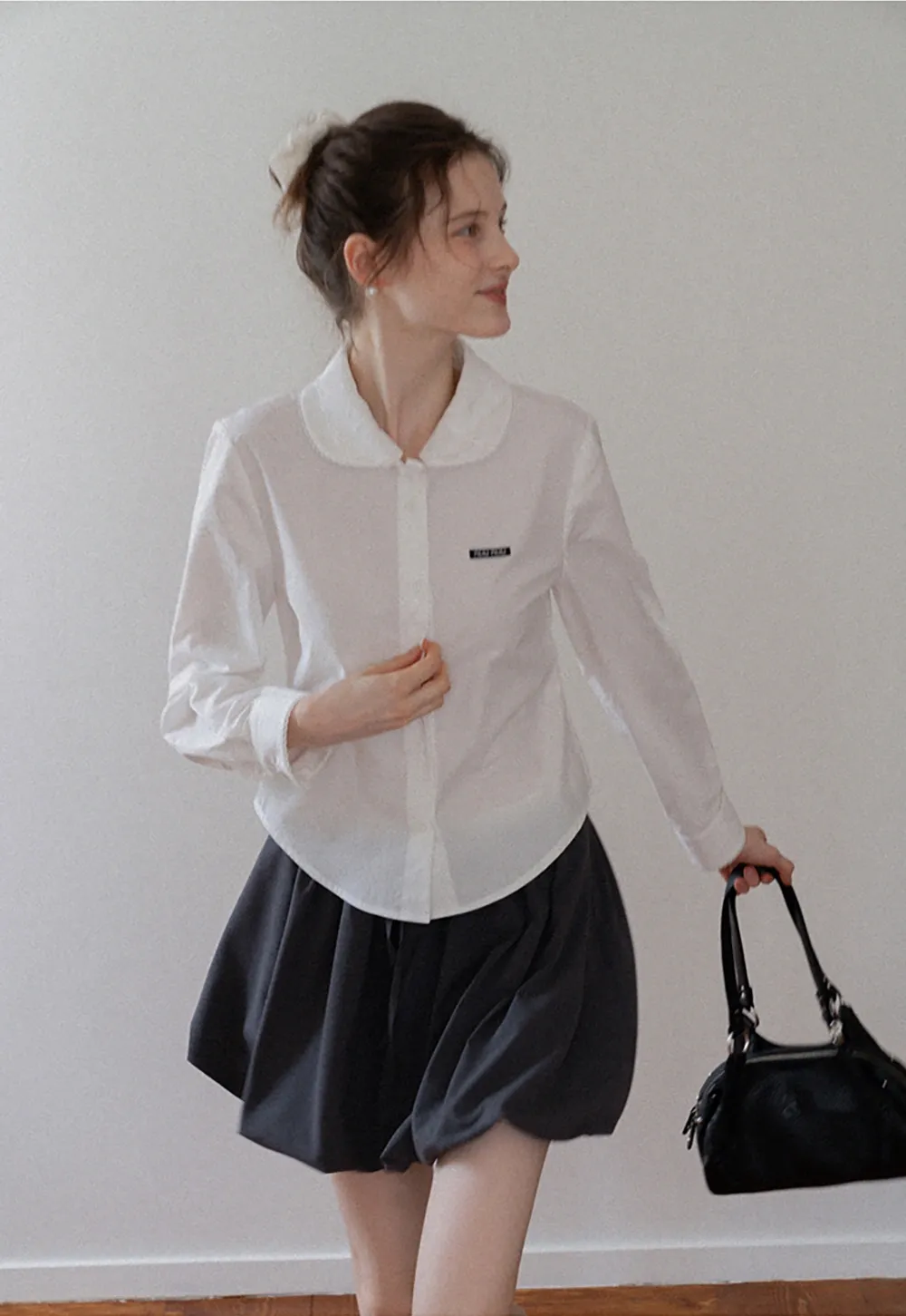 Women's Peter Pan Collar Long Sleeve Blouse