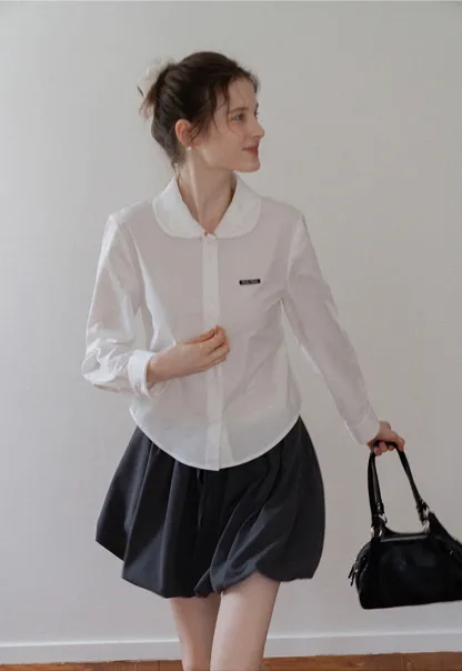 Women's Peter Pan Collar Long Sleeve Blouse