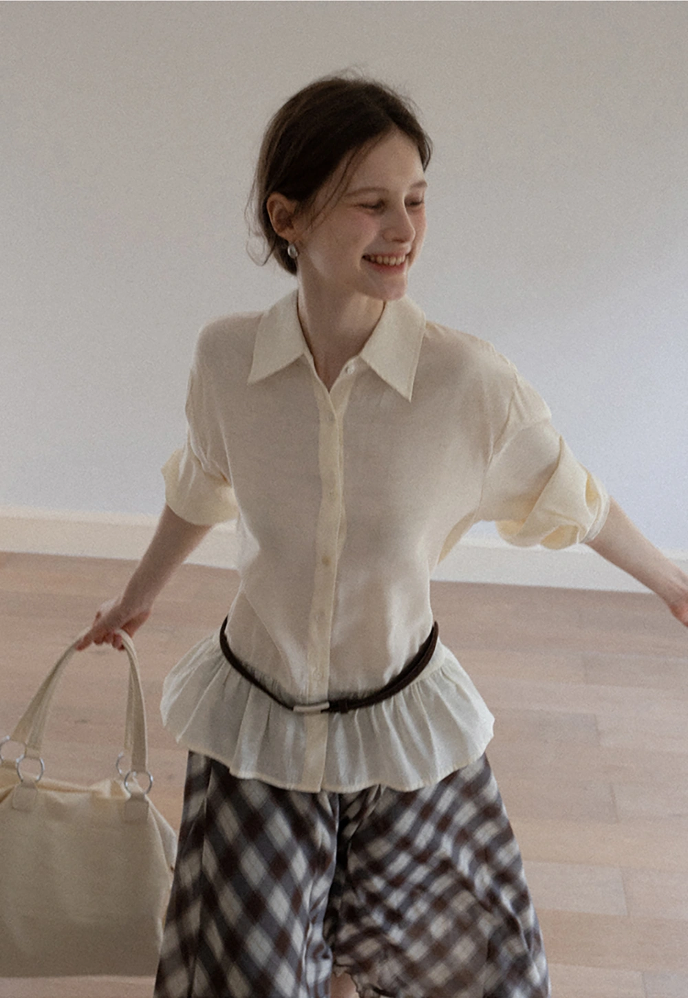 Women's Sheer Ruffle Hem Shirts