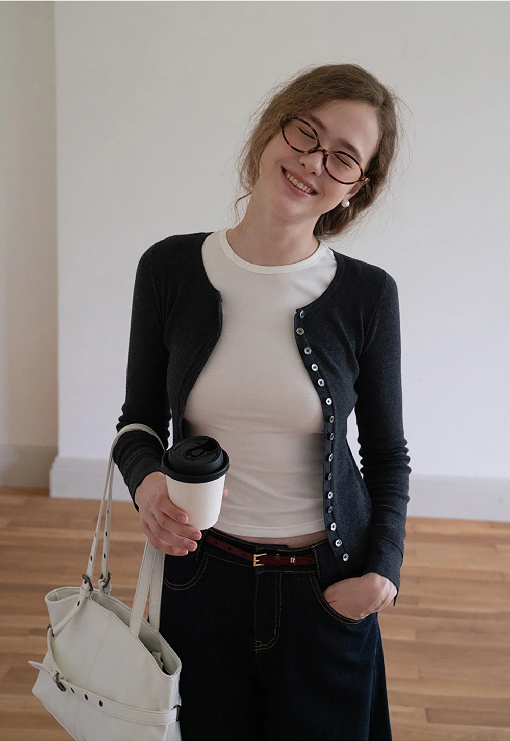 Womens Long Sleeve Button Down Knit Cardigan