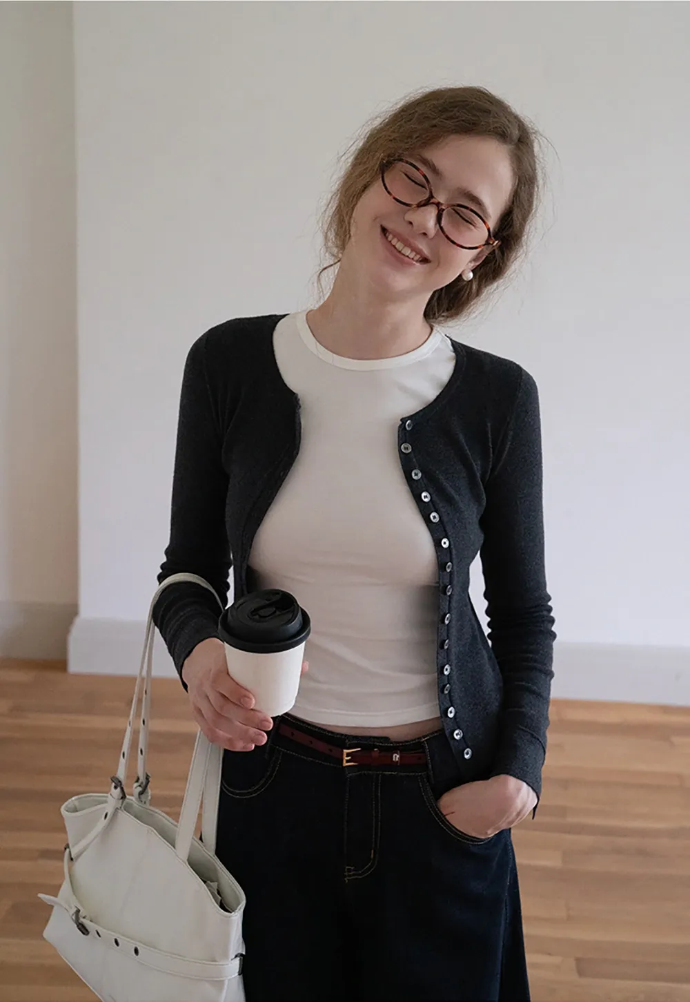 Womens Long Sleeve Button Down Knit Cardigan