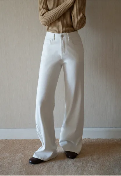 Women’s White High Waist Straight Leg Pants