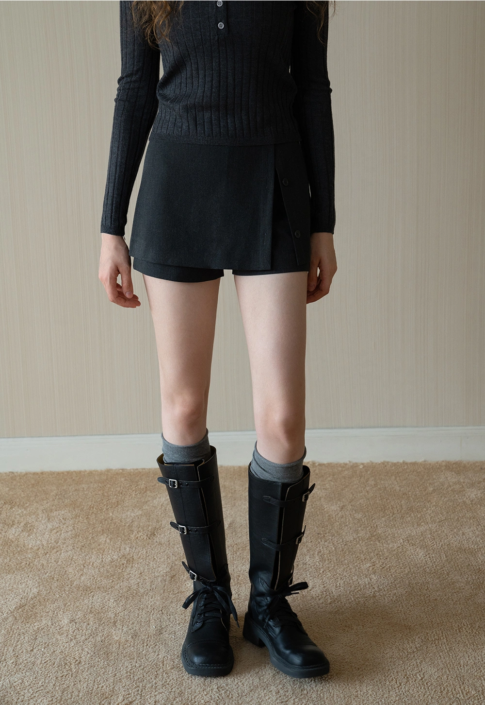 Layered Skort with Button Detail