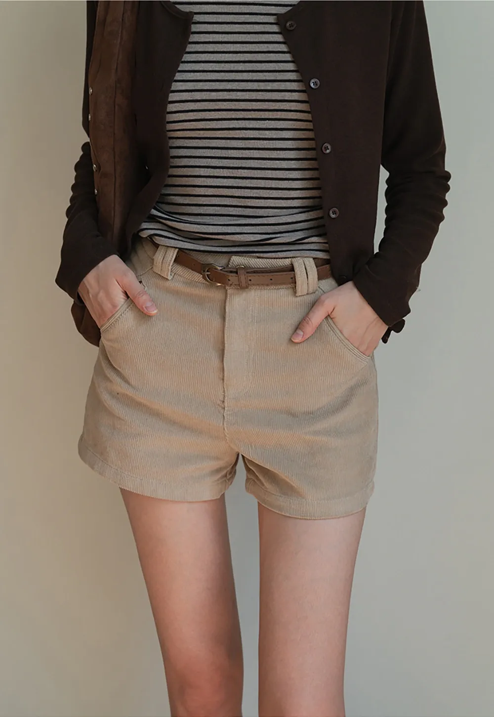 Vintage Belted Corduroy Shorts