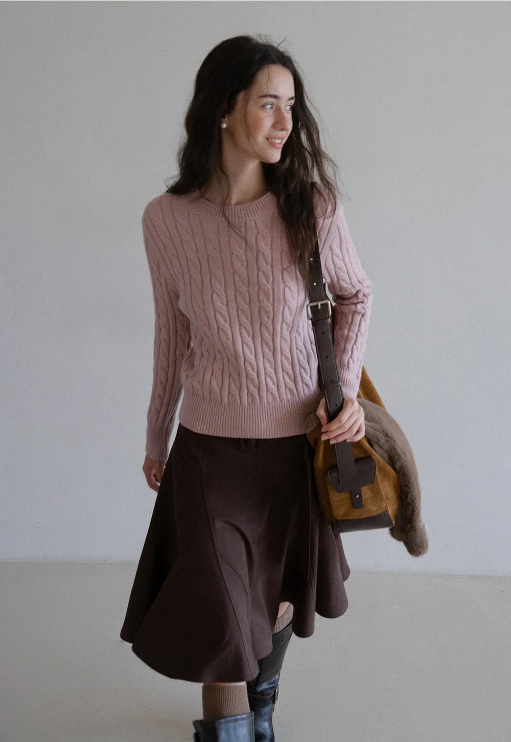 Womens Classic Cable Knit Sweater