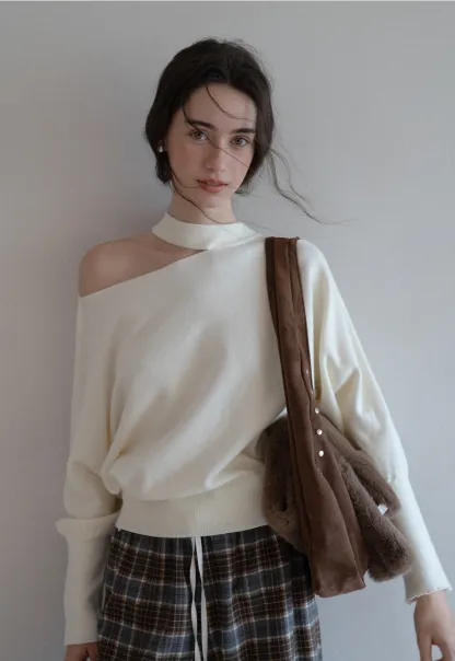 Off Shoulder Strap Detail Pullover