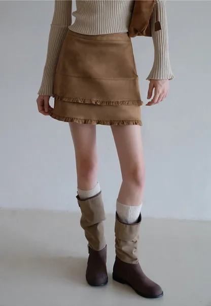 Ruffle Hem A-Line Mini Skirt