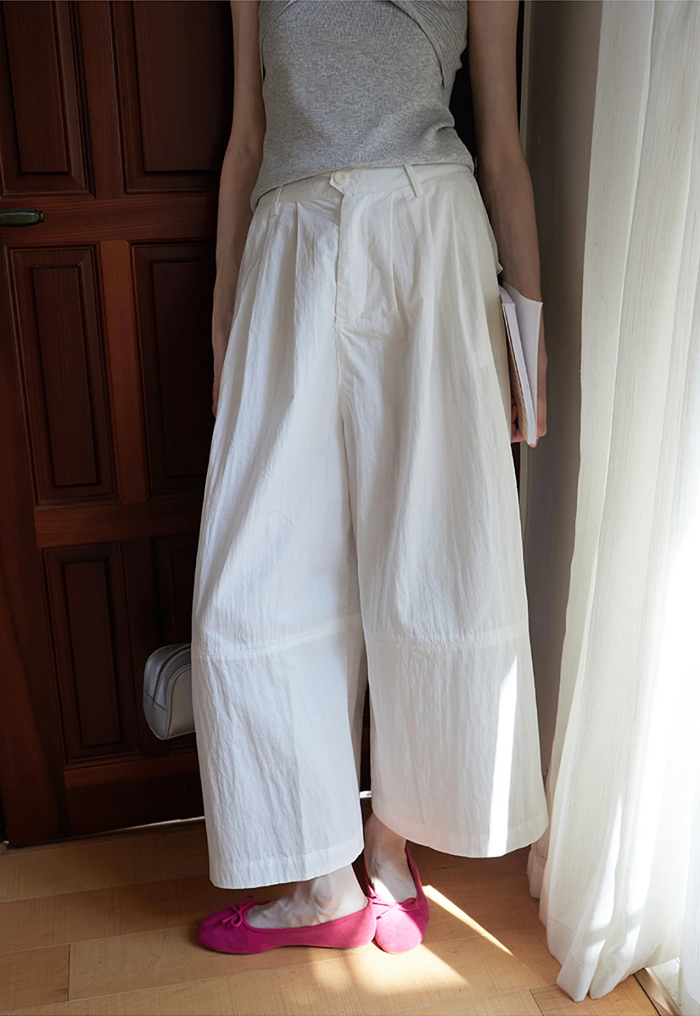 Wide Leg High Waist Cotton Pants