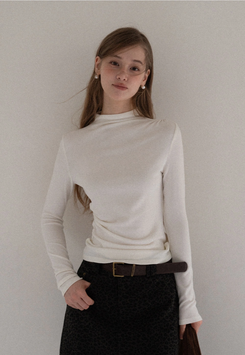 Womens Long Sleeve Mock Neck Top