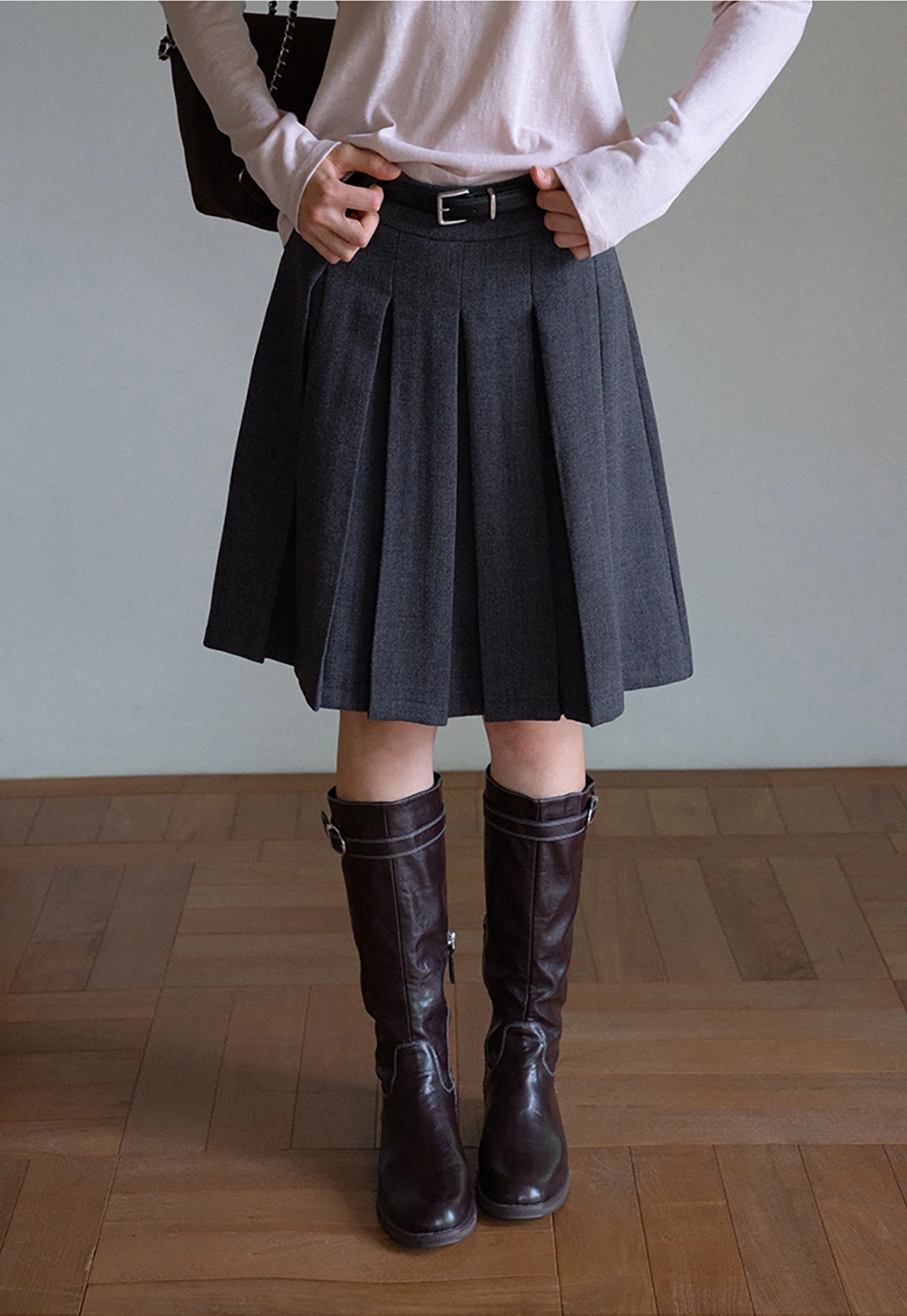 Women’s Pleated Mini Skirt with Belt