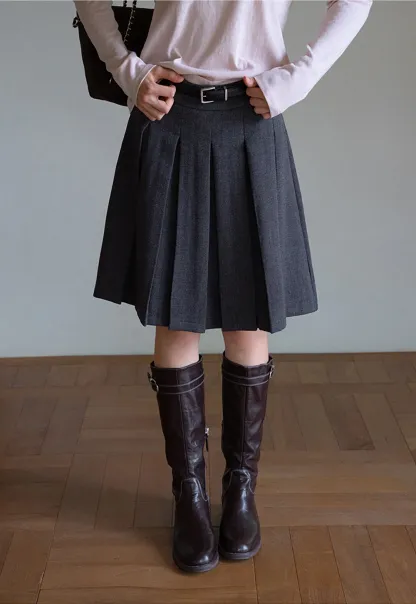Women’s Pleated Mini Skirt with Belt