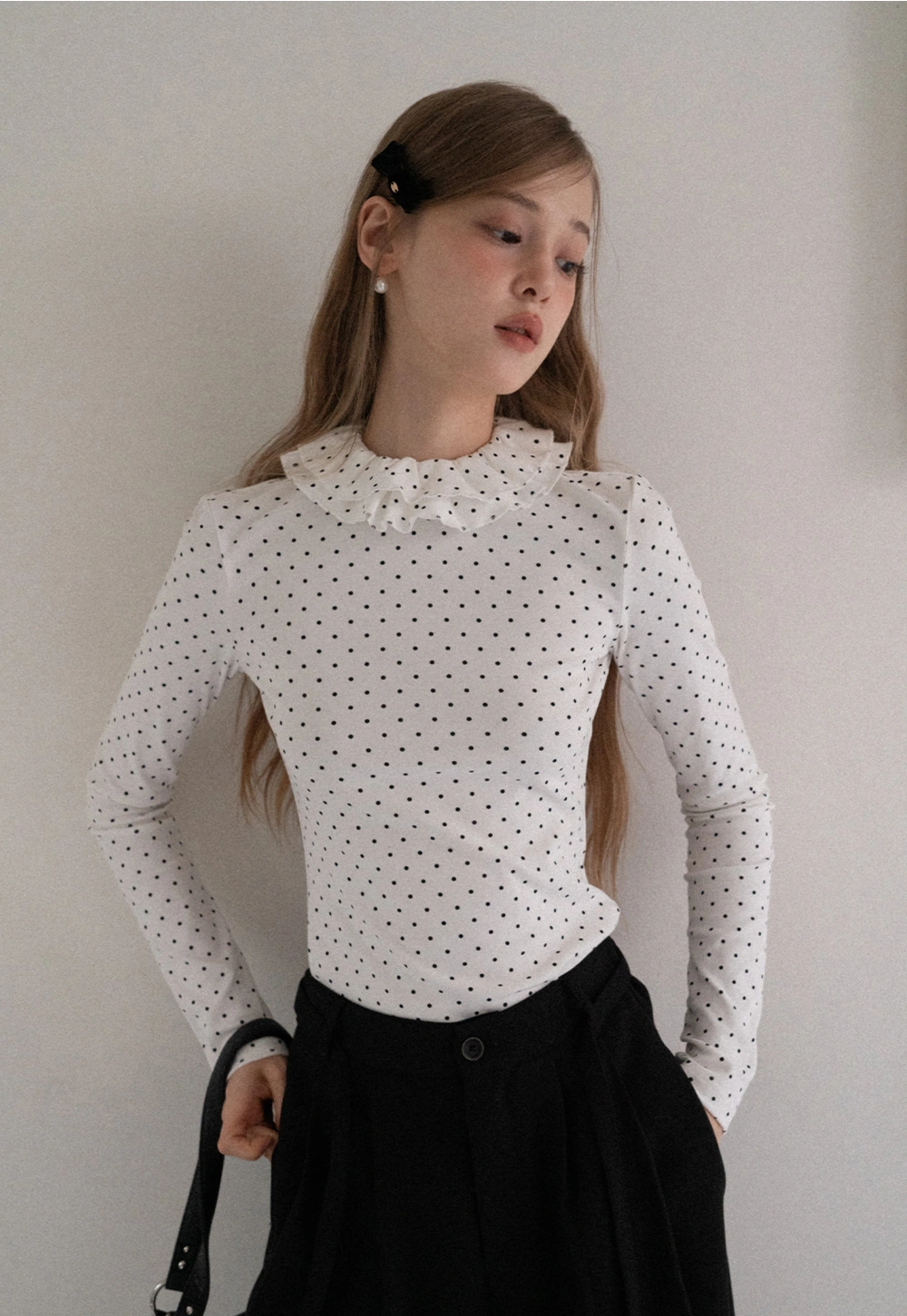 Women Polka Dot Long Sleeve T Shirt