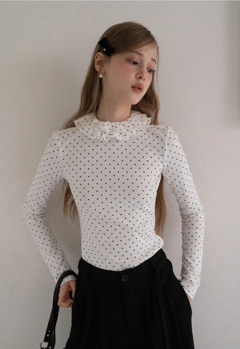 Women Polka Dot Long Sleeve T Shirt