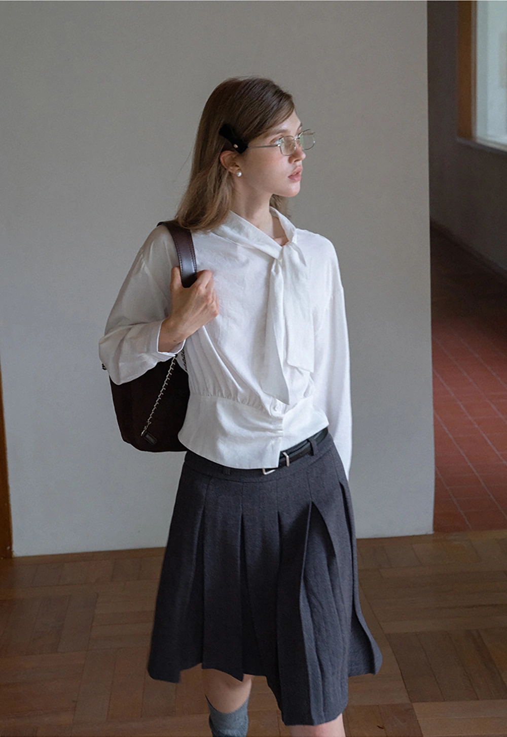 Women’s Tie Neck Long Sleeve Blouse