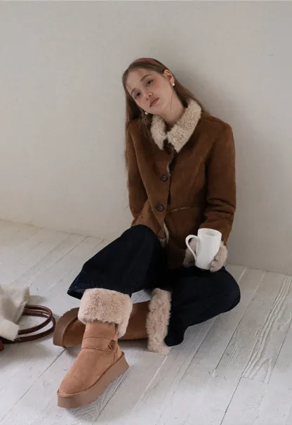 Women Fashion Faux Suede Jacket