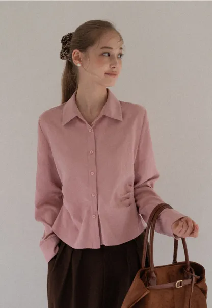 Women Satin Button Up Blouse