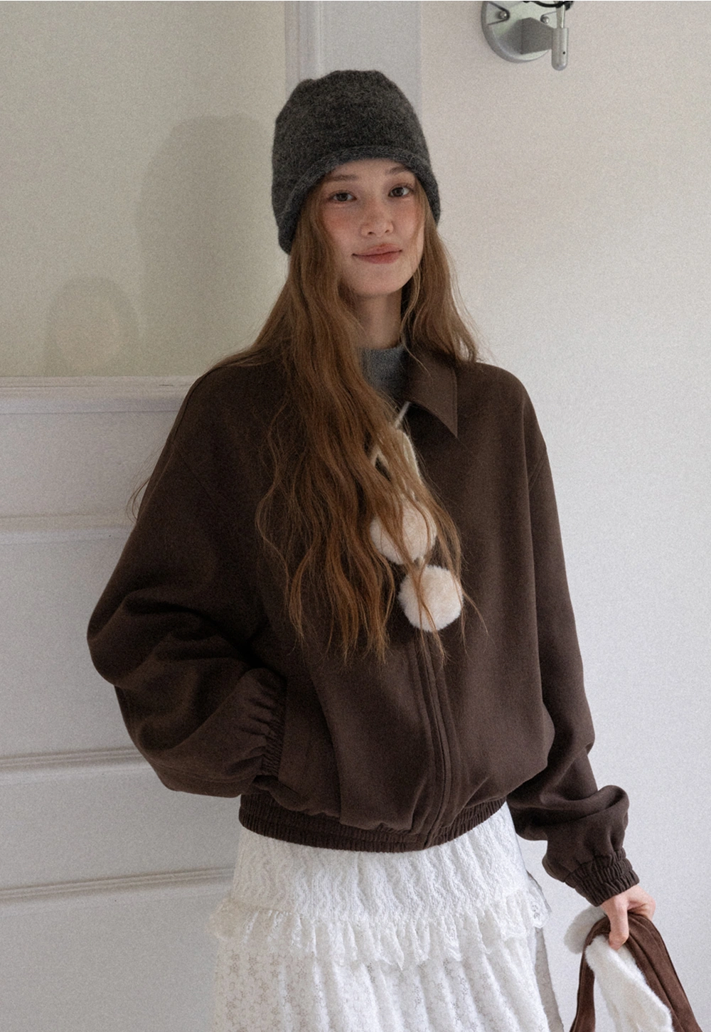 Women Zip Up Short Jacket Casual Long Sleeve Coat