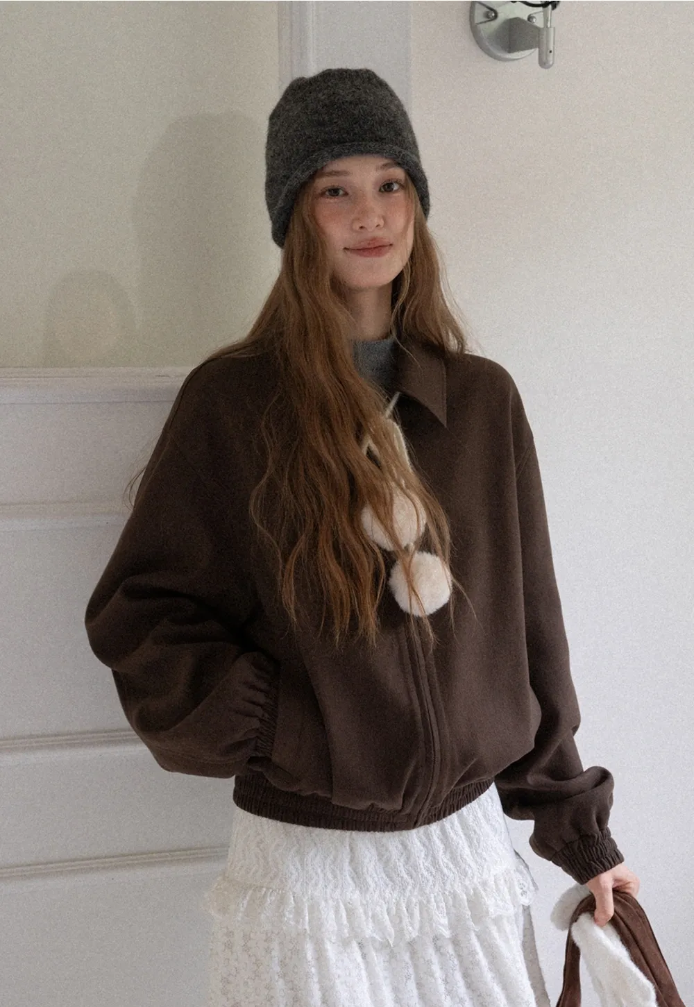 Women Zip Up Short Jacket Casual Long Sleeve Coat